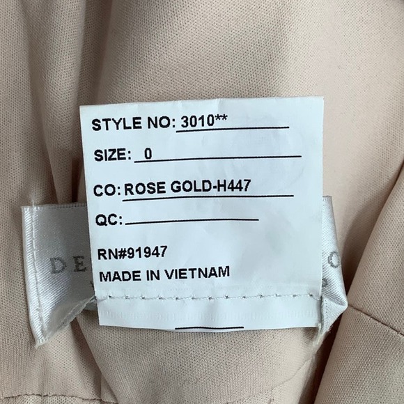 NEW! Dessy Collection Size 0 Elle Sequin Rose Gold Gown Dress $284 msrp I24-19 - Picture 6 of 9